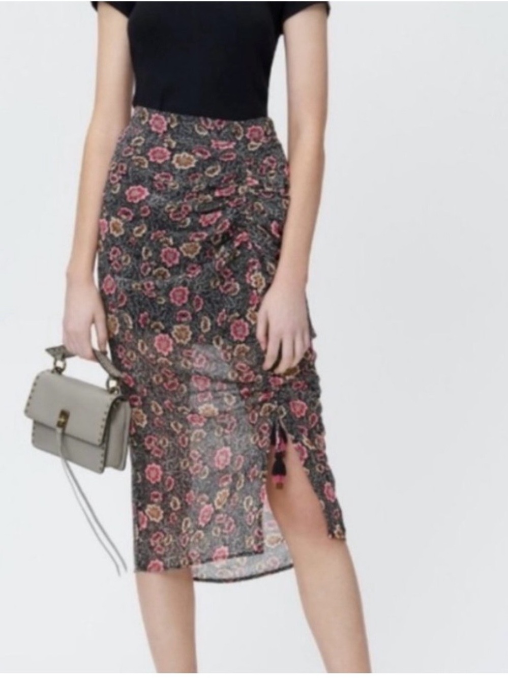 Rebecca Minkoff Black Floral Skirt